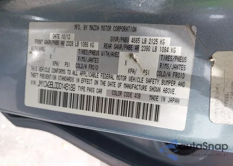 2013 Mazda Mazda5 Sport from USA, damaged, VIN JM1CW2BL0D0146189